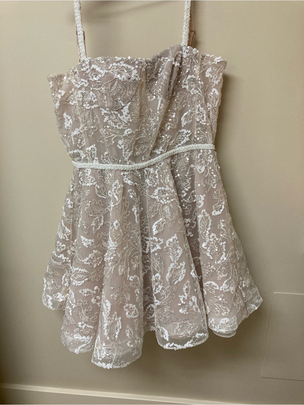 Bronx and Banco Girls Champagne Sequin Lace Party Dress